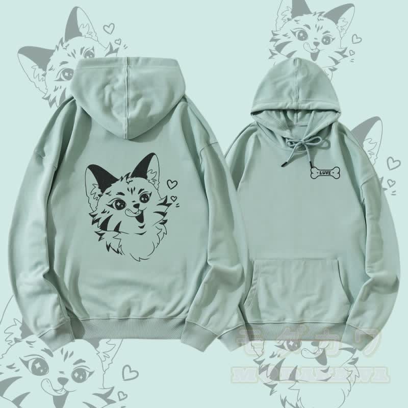 MODAKAWA Verspielter Fuchs-Streetwear-Pullover-Hoodie - Grün - 5XL - image 1