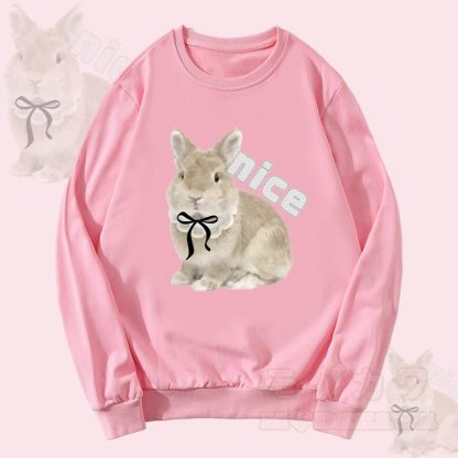 MODAKAWA NICE Unisex-Sweatshirt mit Schleifenhasen-Grafik - Rosa - 5XL - image 3