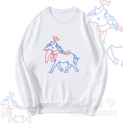 MODAKAWA Unisex-Sweatshirt mit gekröntem Pferdemotiv - Weiß - 5XL - image 2