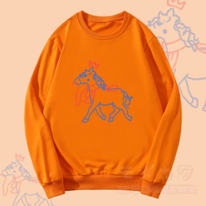 MODAKAWA Unisex-Sweatshirt mit gekröntem Pferdemotiv - Orange - 5XL - image 4
