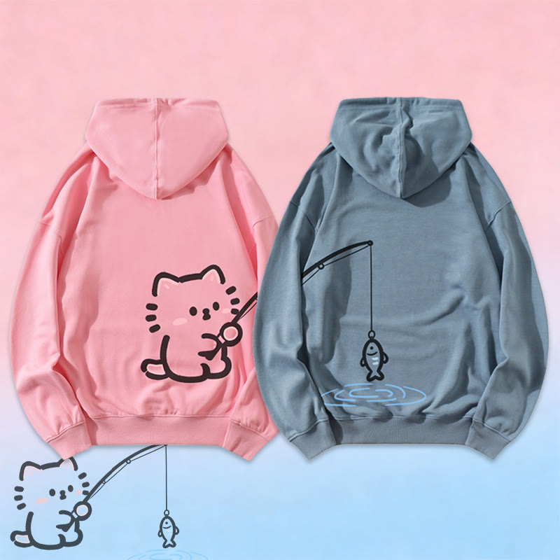 MODAKAWA Partner-Hoodie mit Fischkatzen-Motiv - image 1