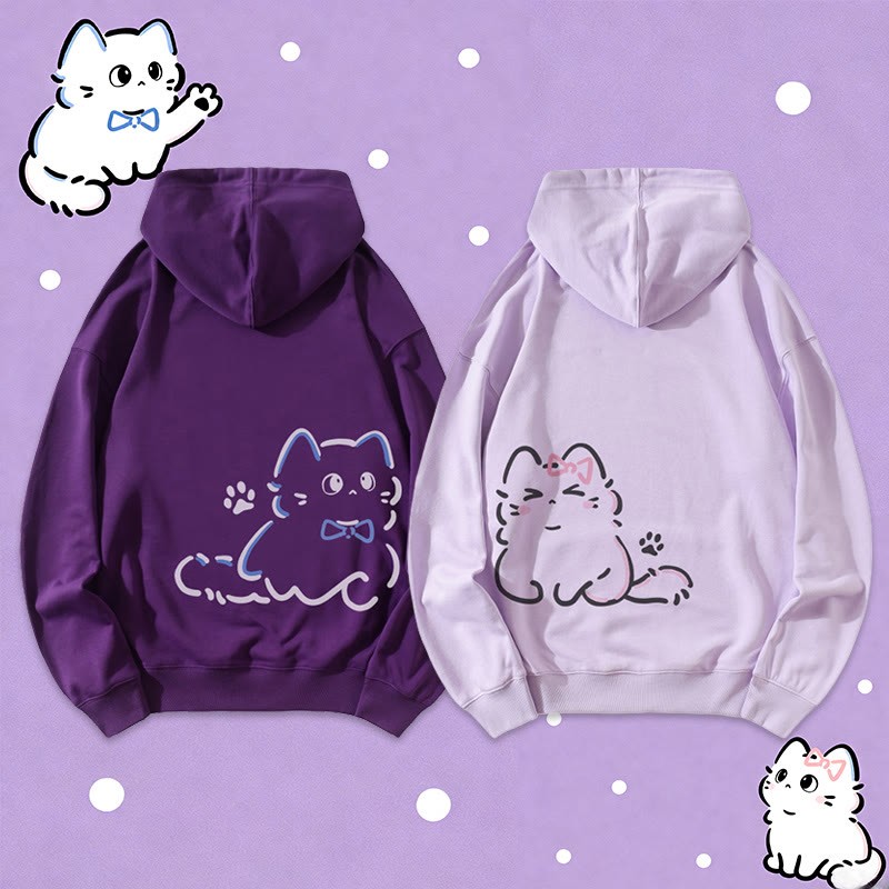 MODAKAWA Niedlicher Katzen-Print Partner-Hoodie - image 1