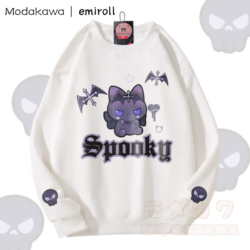 MODAKAWA X emiroll Devil Kitty Graphic Unisex Sweatshirt - Weiß - 5XL - image 2