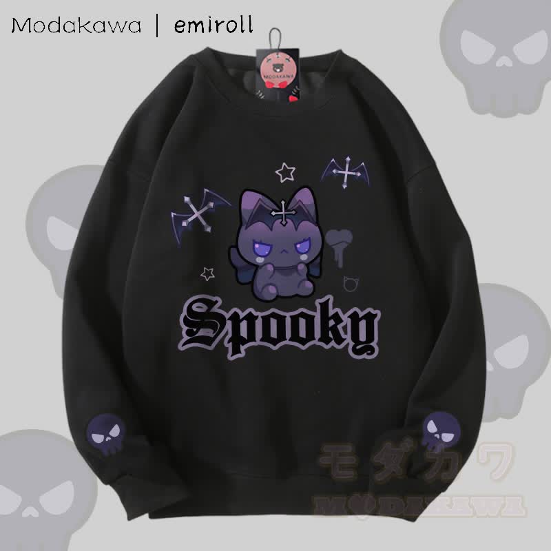 MODAKAWA X emiroll Devil Kitty Graphic Unisex Sweatshirt - Schwarz - 5XL - image 1
