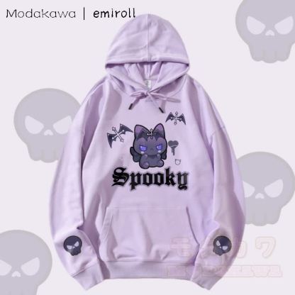 MODAKAWA X emiroll Devil Kitty Graphic Streetwear Pullover Hoodie - Lila - 5XL - image 1