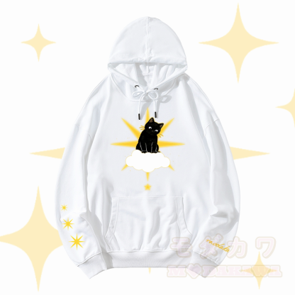 MODAKAWA Sternenwolke Schwarze Katze Grafik Streetwear Pullover Hoodie - Weiß - 5XL - image 4
