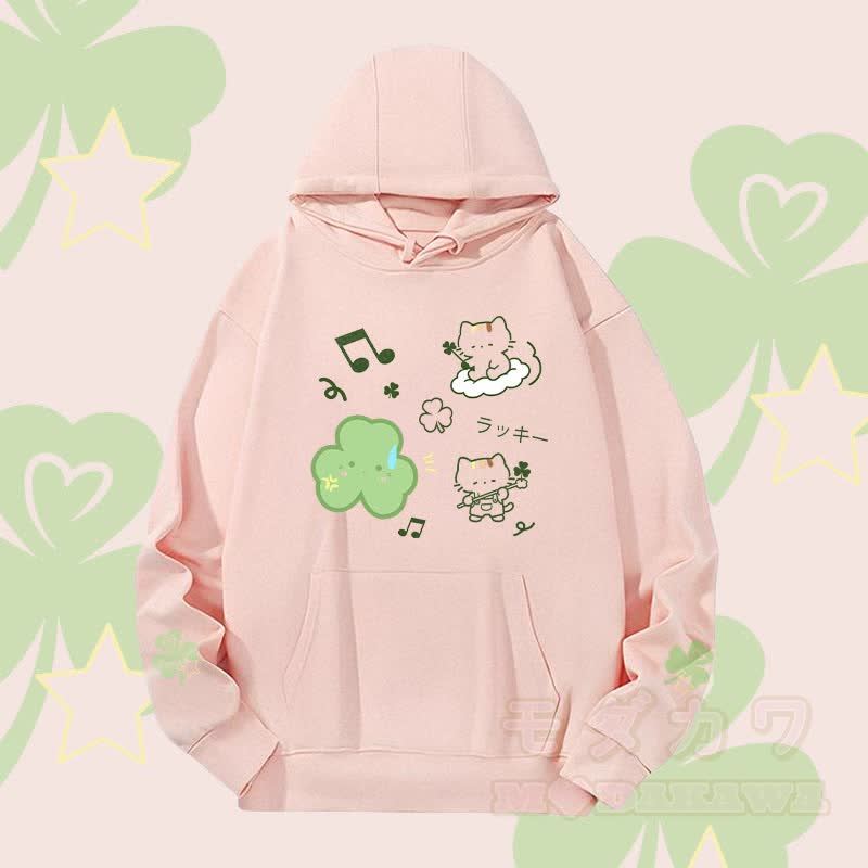 MODAKAWA Triple Clover Cat Graphic Heavyweight Hoodie - Rosa - 2XL - image 2