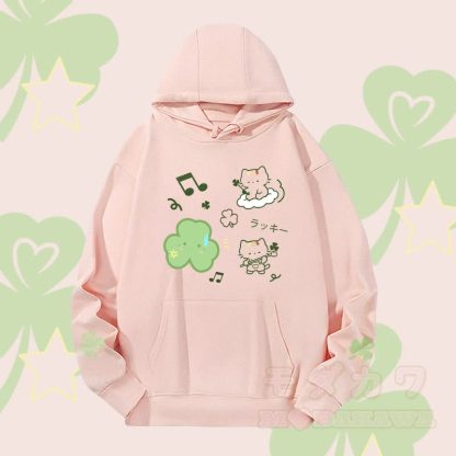 MODAKAWA Triple Clover Cat Graphic Heavyweight Hoodie - Rosa - 2XL - image 2