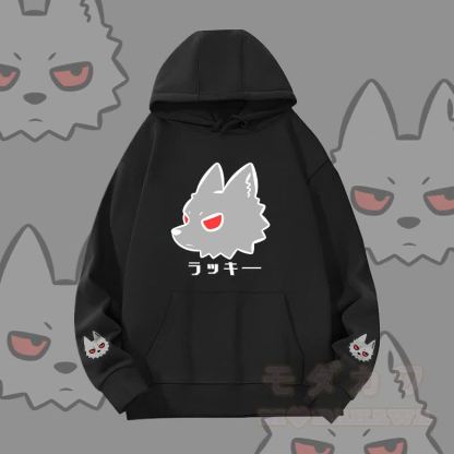 MODAKAWA Red-Eye Wolf Graphic Heavyweight Hoodie - Schwarz - 2XL - image 1