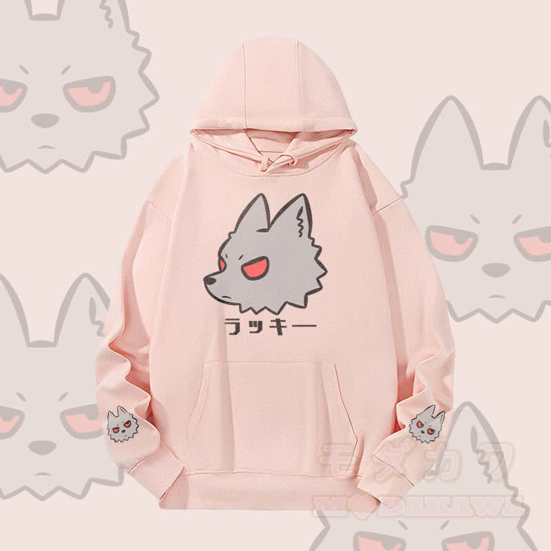MODAKAWA Red-Eye Wolf Graphic Heavyweight Hoodie - Rosa - 2XL - image 4