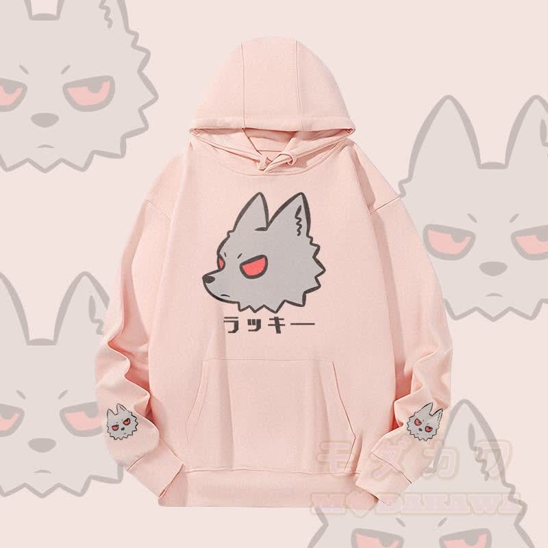 MODAKAWA Red-Eye Wolf Graphic Heavyweight Hoodie - Rosa - 2XL - image 4