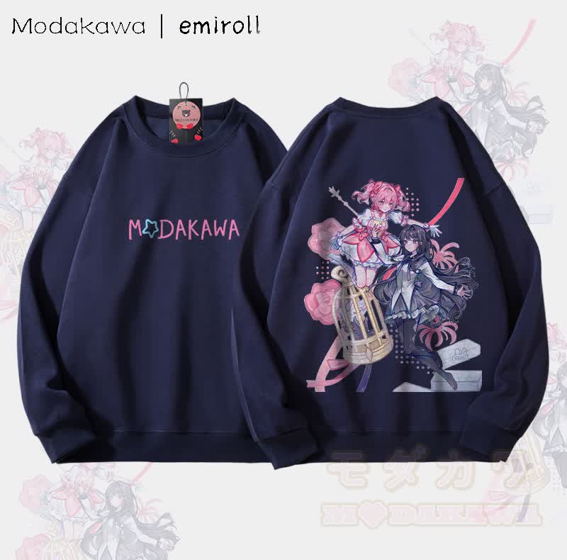 MODAKAWA X emiroll Madoka Homura Grafik Unisex Sweatshirt - Purpurblau - 5XL - image 2