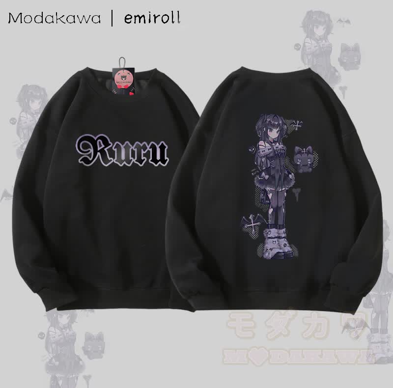 MODAKAWA X emiroll Ruru Graphic Unisex Sweatshirt - Schwarz - 5XL - image 5