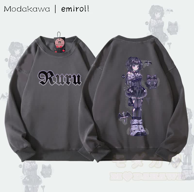 MODAKAWA X emiroll Ruru Graphic Unisex Sweatshirt - Dunkelgrau - 5XL - image 2