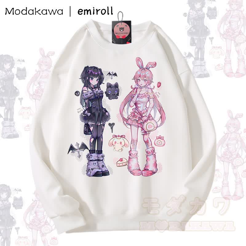 MODAKAWA X emiroll Ruru Rumi Grafik Unisex Sweatshirt - Weiß - 5XL - image 4