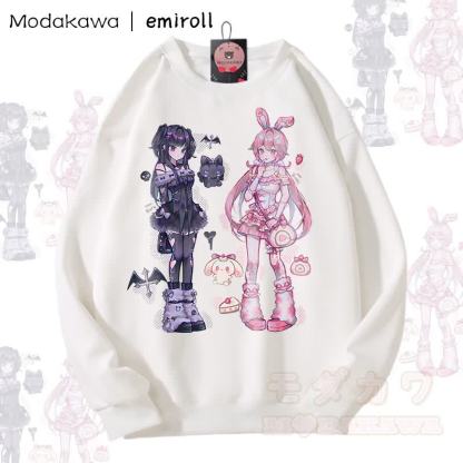 MODAKAWA X emiroll Ruru Rumi Grafik Unisex Sweatshirt - Weiß - 5XL - image 4