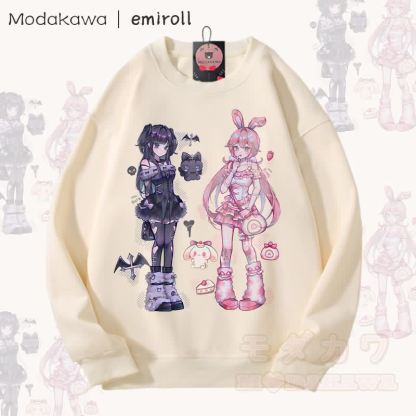 MODAKAWA X emiroll Ruru Rumi Grafik Unisex Sweatshirt - Beige - 5XL - image 1