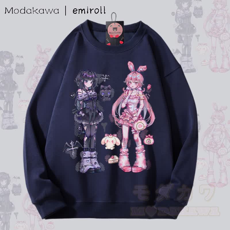 MODAKAWA X emiroll Ruru Rumi Grafik Unisex Sweatshirt - Purpurblau - 5XL - image 3