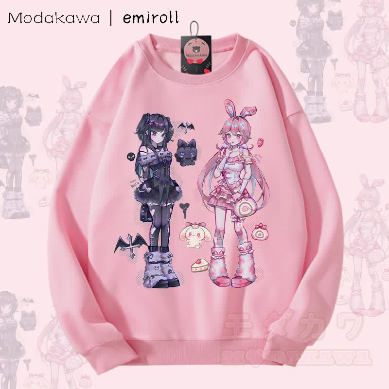 MODAKAWA X emiroll Ruru Rumi Grafik Unisex Sweatshirt - Rosa - 5XL - image 2