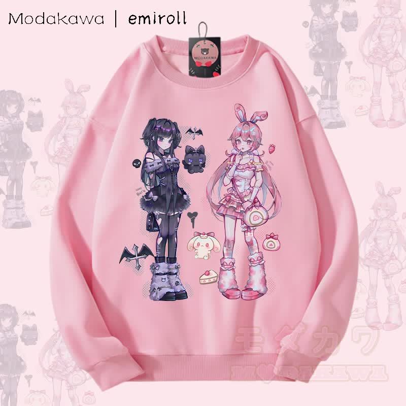 MODAKAWA X emiroll Ruru Rumi Grafik Unisex Sweatshirt - Rosa - 5XL - image 2