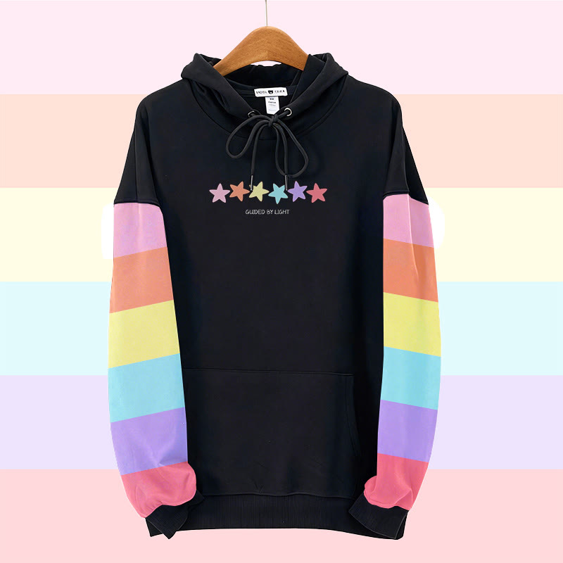 MODAKAWA Pullover-Hoodie mit Regenbogensternen-Grafikprint - Black - 8XL - image 1