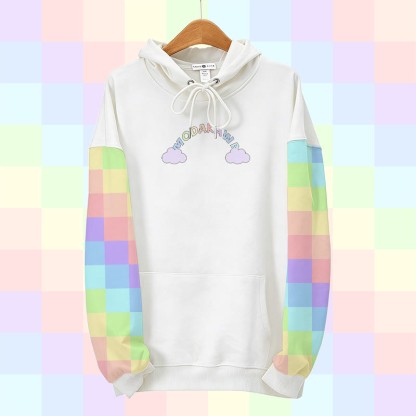 MODAKAWA Pullover-Hoodie mit kariertem Regenbogen-Grafikprint - White - 8XL - image 1