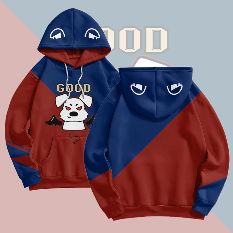 MODAKAWA GOOD Pullover-Hoodie mit Teufelswelpen-Grafikprint - Dark Blue&Red - 8XL - image 1