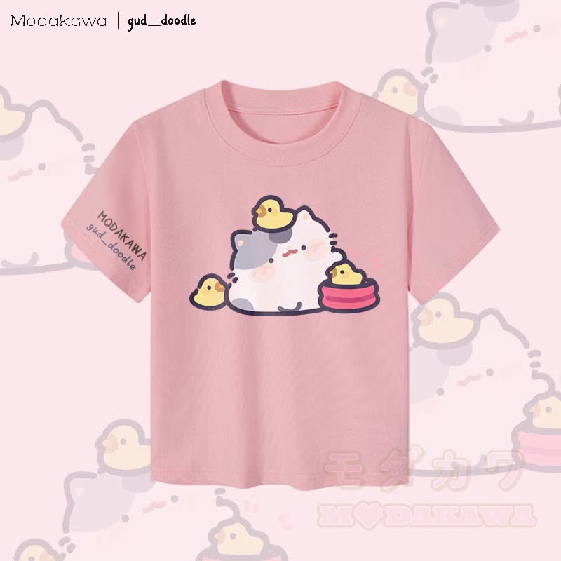 MODAKAWA x gud_doodle Kitty Chick Grafik Damen Cropped T-Shirt 92% gekämmte Baumwolle - Rosa - XL - image 1