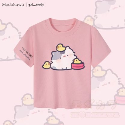 MODAKAWA x gud_doodle Kitty Chick Grafik Damen Cropped T-Shirt 92% gekämmte Baumwolle - Rosa - XL - image 1
