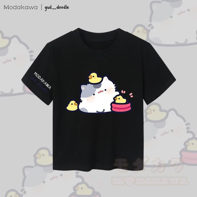 MODAKAWA x gud_doodle Kitty Chick Grafik Damen Cropped T-Shirt 92% gekämmte Baumwolle - Schwarz - XL - image 5