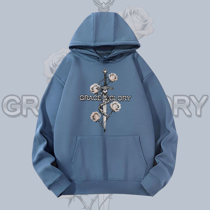 MODAKAWA GRACE GLORY Gothic Rose Sword Graphic Heavyweight Hoodie - Dark Blue - 2XL - image 2