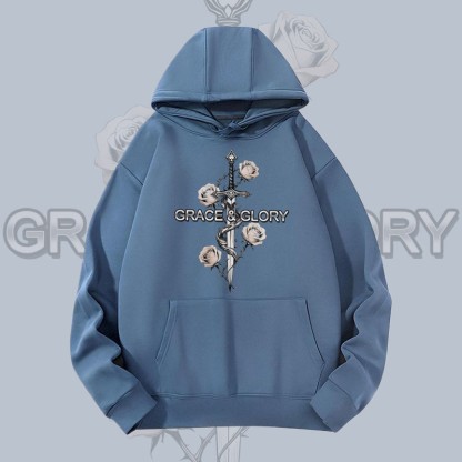 MODAKAWA GRACE GLORY Gothic Rose Sword Graphic Heavyweight Hoodie - Dark Blue - 2XL - image 2