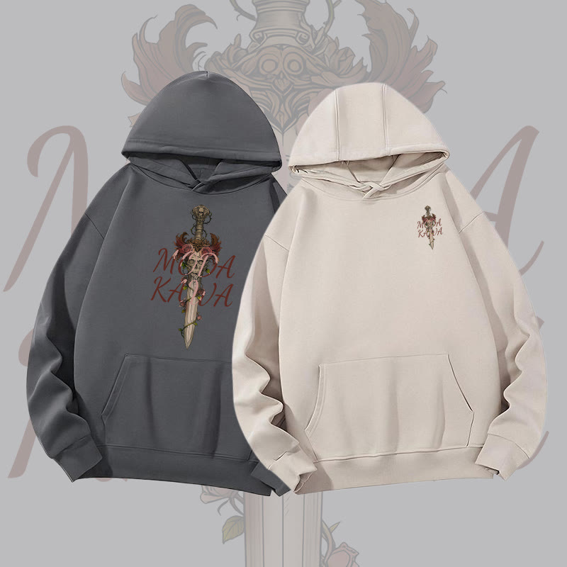 MODAKAWA Gothic Skull Rose Sword Graphic Heavyweight Hoodie - image 1