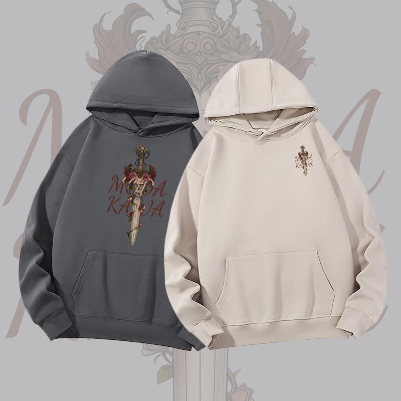 MODAKAWA Gothic Skull Rose Sword Graphic Heavyweight Hoodie - image 1