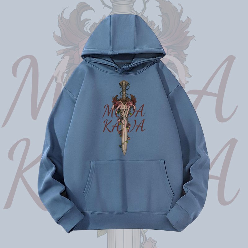 MODAKAWA Gothic Skull Rose Sword Graphic Heavyweight Hoodie - Dark Blue - 2XL - image 3