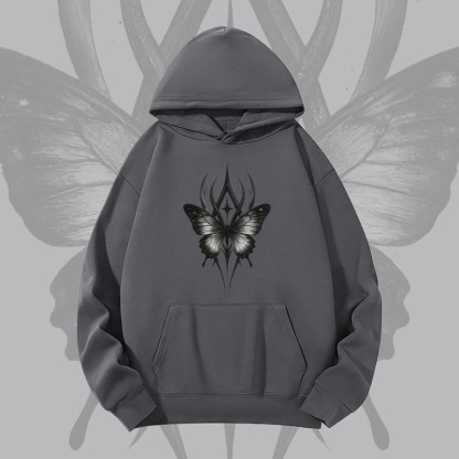 MODAKAWA Gothic Butterfly Graphic Heavyweight Hoodie - Dark Grey - 2XL - image 2