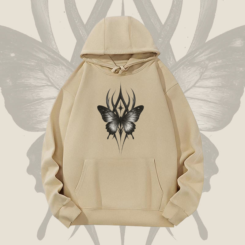 MODAKAWA Gothic Butterfly Graphic Heavyweight Hoodie - Dark Khaki - 2XL - image 3