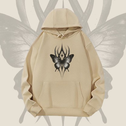 MODAKAWA Gothic Butterfly Graphic Heavyweight Hoodie - Dark Khaki - 2XL - image 3