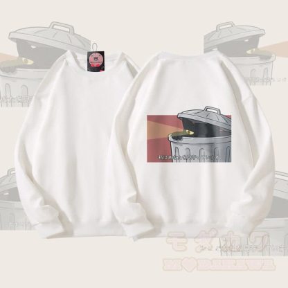 MODAKAWA Hideout Schwarze Katze Grafik Unisex Sweatshirt - Weiß - 5XL - image 2