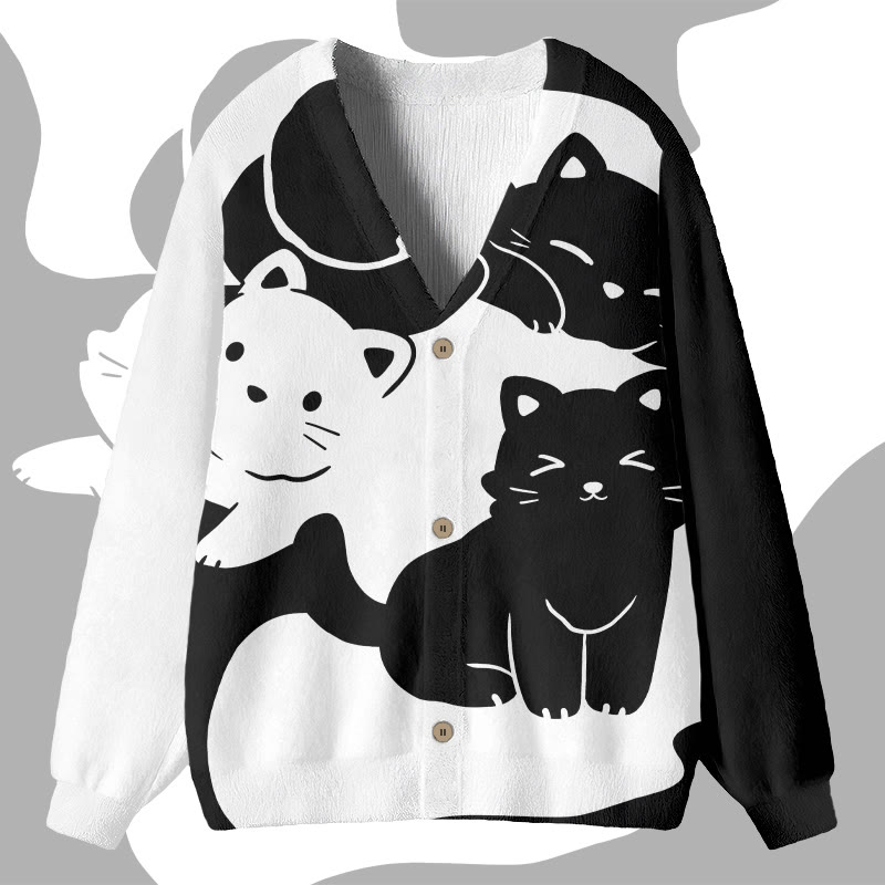 MODAKAWA Kitty Grafik-Cardigan-Top - White&Black - 4XL - image 1
