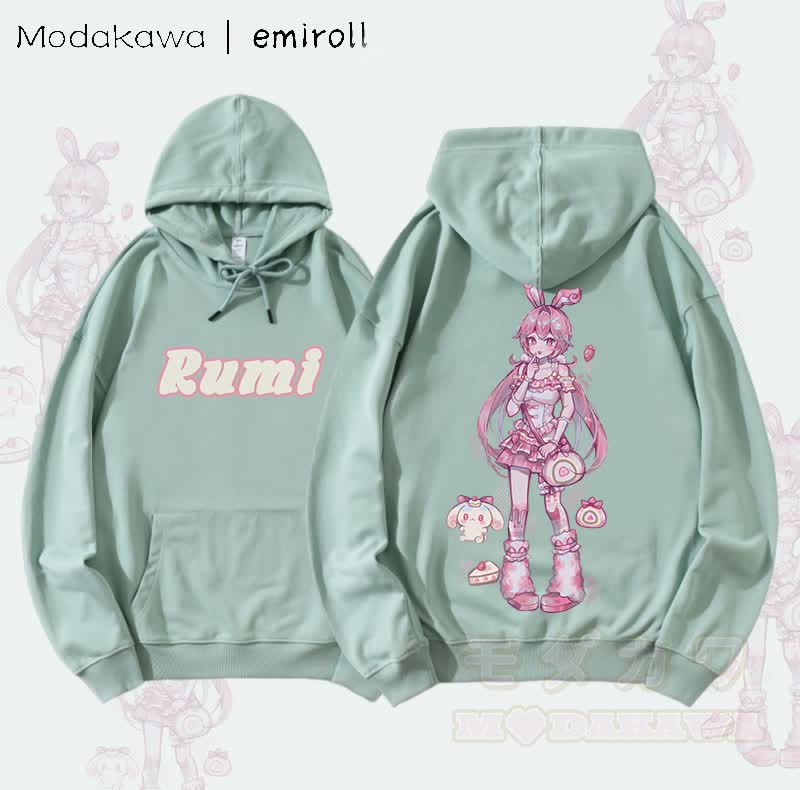 MODAKAWA X emiroll Rumi Graphic Streetwear Pullover Hoodie - Grün - 5XL - image 2