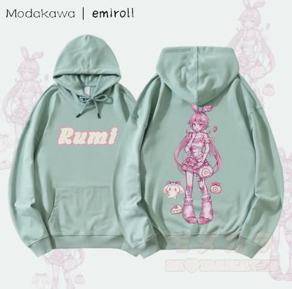 MODAKAWA X emiroll Rumi Graphic Streetwear Pullover Hoodie - Grün - 5XL - image 2
