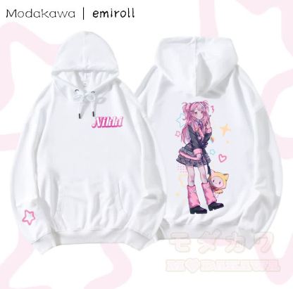 MODAKAWA X emiroll Nikki Graphic Streetwear Pullover Hoodie - Weiß - 5XL - image 5