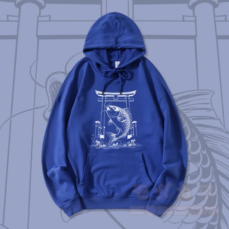 MODAKAWA Jumping Fish Grafik Streetwear Pullover Hoodie - Königsblau - 5XL - image 1