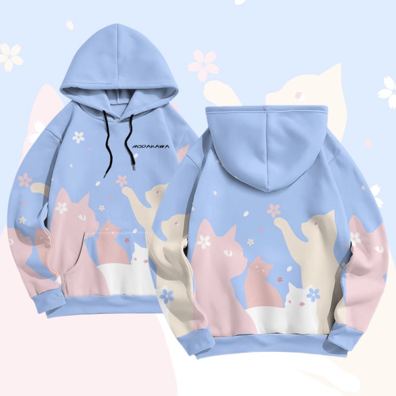 MODAKAWA Sakura Katzen-Pullover-Hoodie mit Allover-Print - Blue - 8XL - image 2