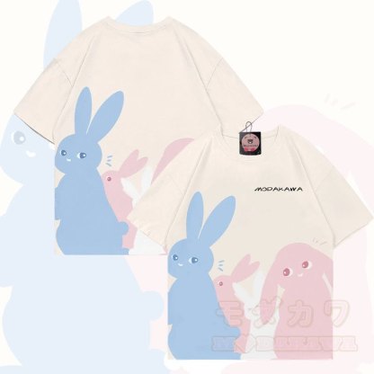 MODAKAWA Pastellfarbenes Hasen-Grafik-Allover-Print-T-Shirt - Aprikose - 5XL - image 2