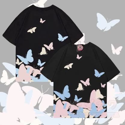 MODAKAWA T-Shirt mit Schmetterlingsgrafik-Allover-Print - Schwarz - 5XL - image 6