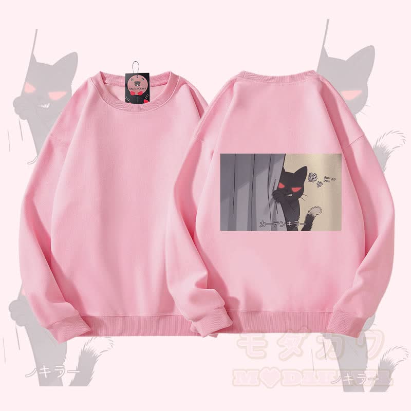 MODAKAWA Unisex-Sweatshirt mit schwarzem Katzenmotiv - Rosa - 5XL - image 2
