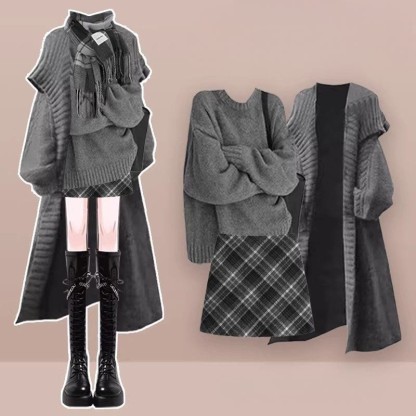 Strickpullover, Cardigan, Karorock, passendes Outfit - Set - XL - image 1