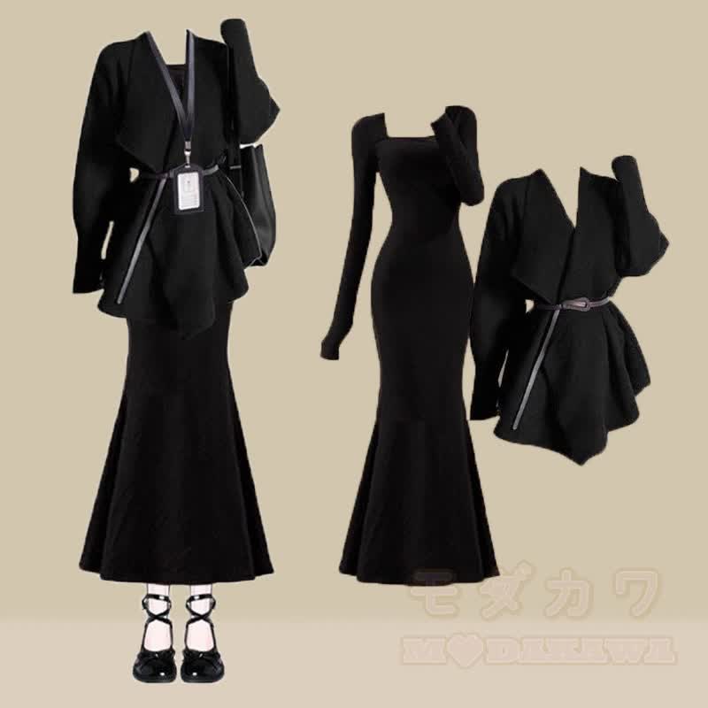 Reversgürtel-Mantel Meerjungfrauenkleid passendes Outfit - Satz - XL - image 1
